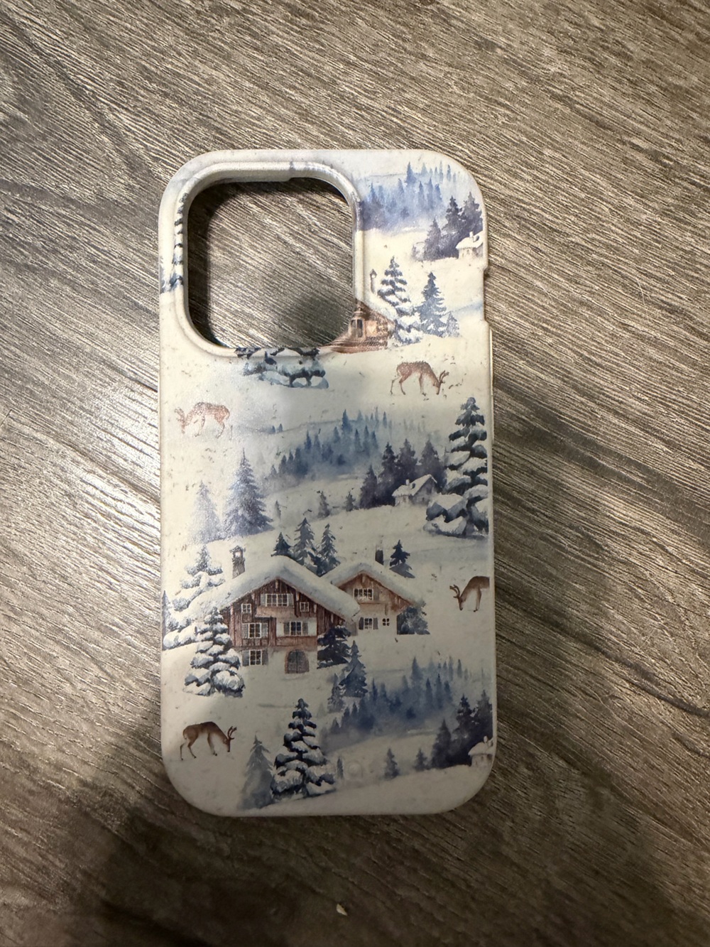 Pela Seasonal Winter Cabin iPhone 15 Pro Case - White & Blue